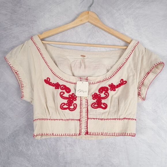 Free People Cream and Red Embroidered Skirt Set - Picture 2 of 16